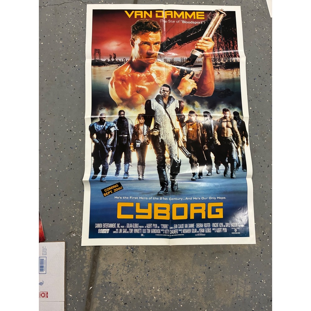 Vintage 1989 Cyborg Movie Poster Jean-Claude Van Damme Cannon Films Sci-Fi 27x40